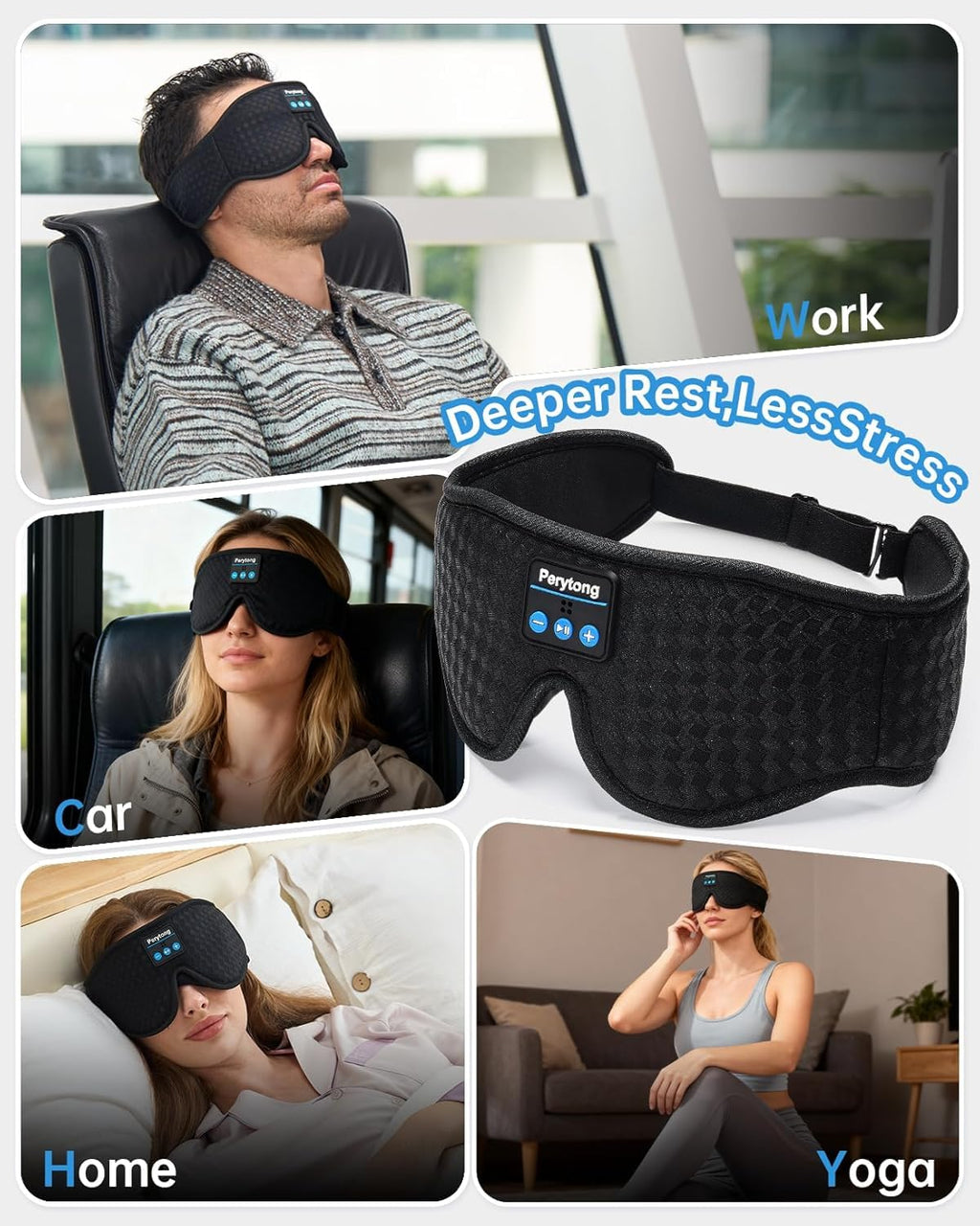 2 Pack Bluetooth Sleep Mask and Headband Headphones Set A864