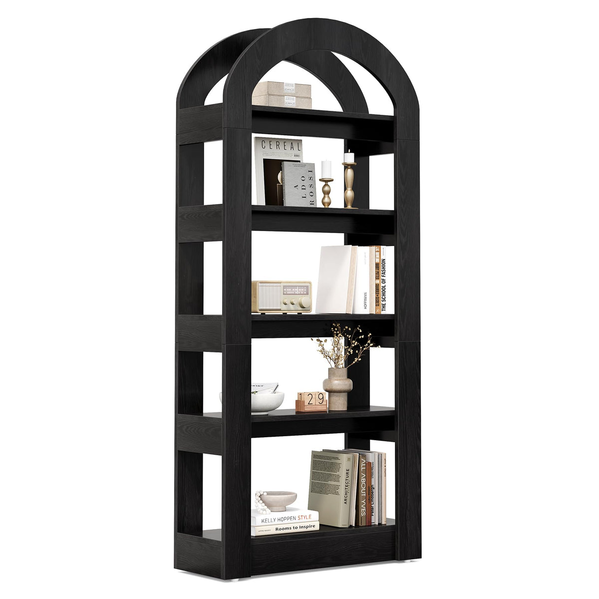 5-Tier Arch-Shaped Wooden Bookshelf Y47023