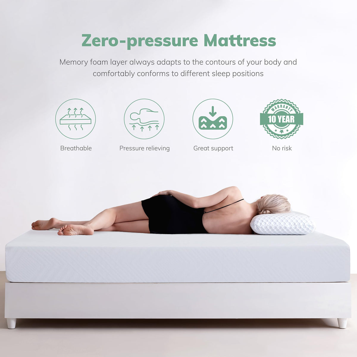 White 5 Inch Twin Memory Foam Mattress N419