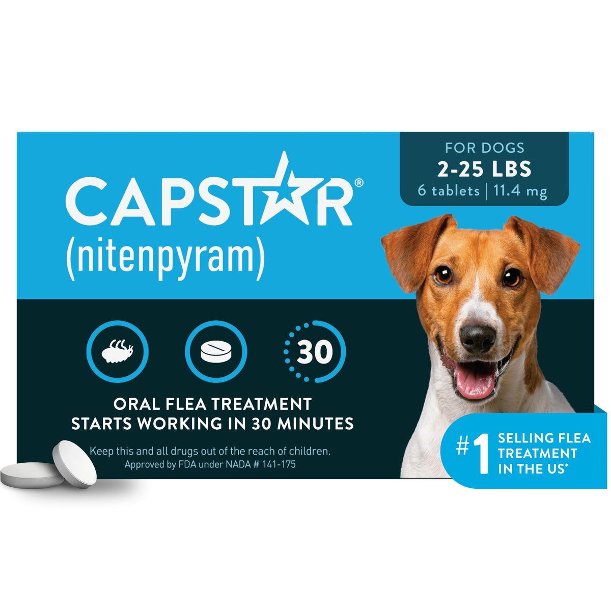 Oral Flea Tablets Dogs 2-25 lbs, Nitenpyram, 6-Dose H791690