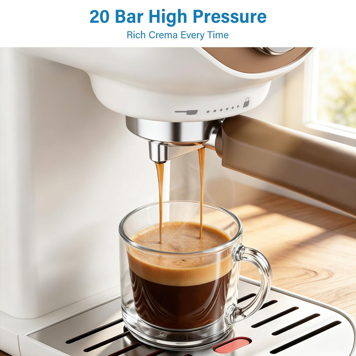 White Compact Espresso Machine with Milk Frother J625303