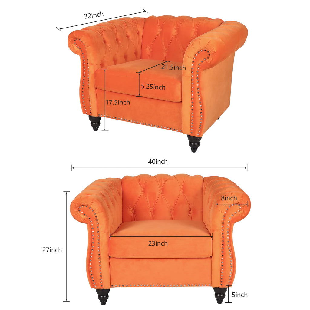 Orange Velvet Accent Chair V7079