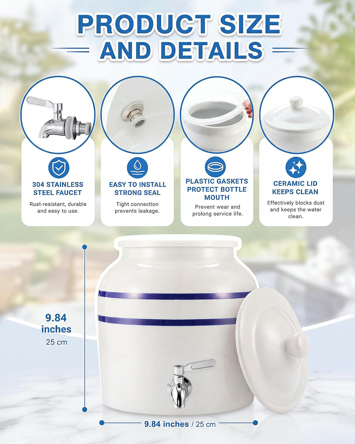 3-Tier 5 Gallon Ceramic Water Jug Holder A440764