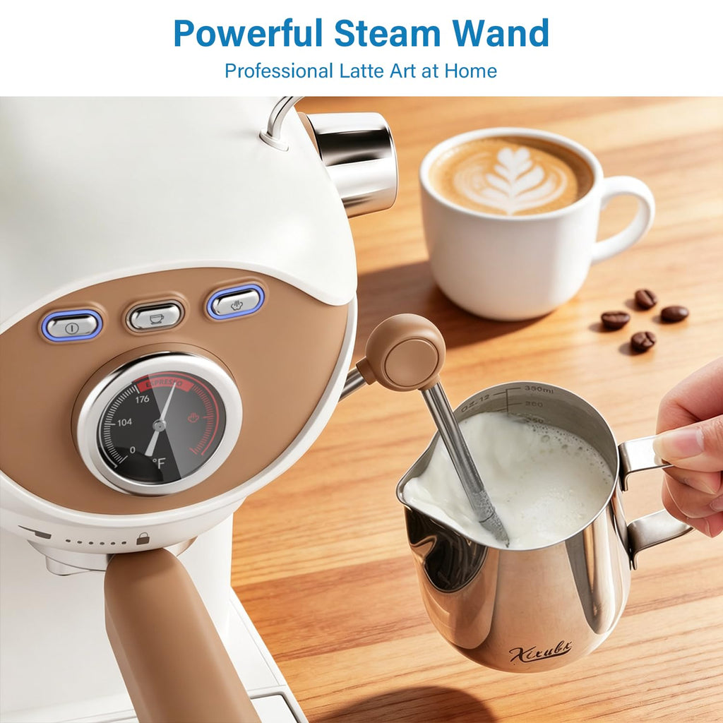 White Compact Espresso Machine with Milk Frother J625303