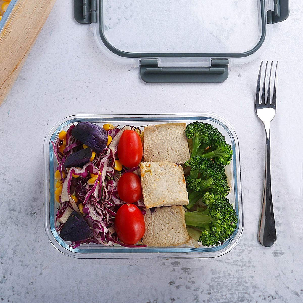 10 Pack 22 oz Glass Food Storage Containers with Lids A11274