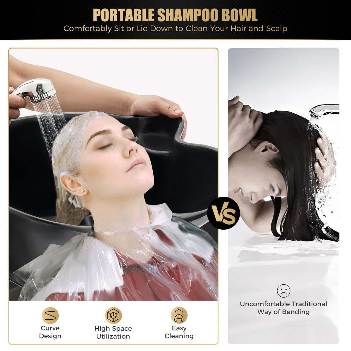 Portable Shampoo Basin with 2 Water Buckets & Electric Pump Q58958