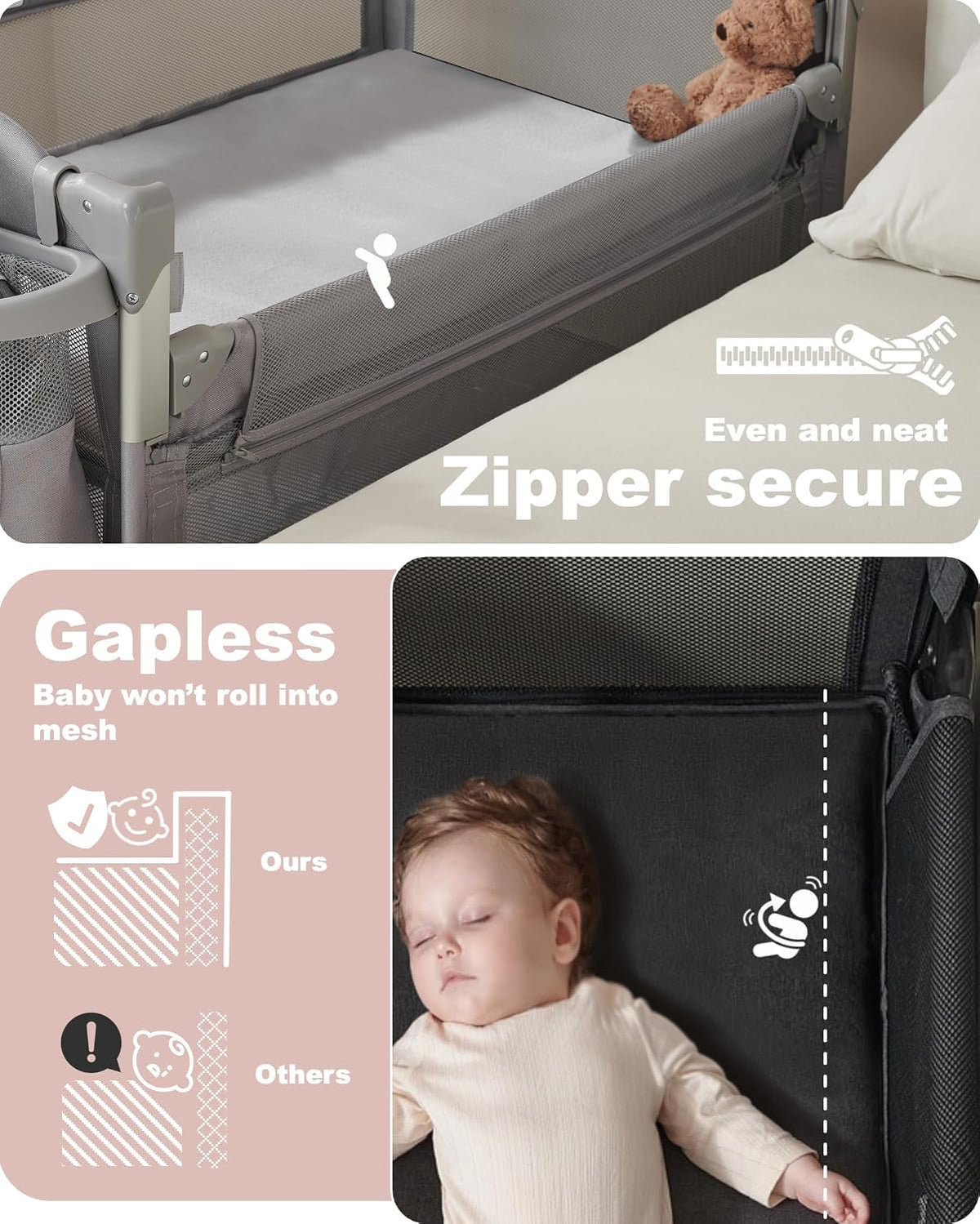 4-in-1 Baby Bassinet, Bedside Sleeper, Playard, Changing Table M7410