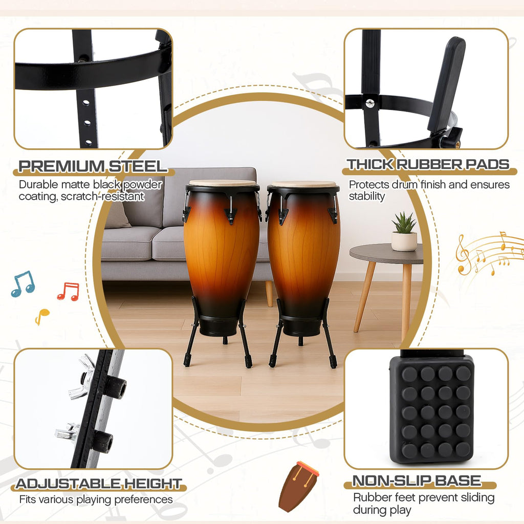 2 Pcs Black Adjustable Conga Drum Stand X945