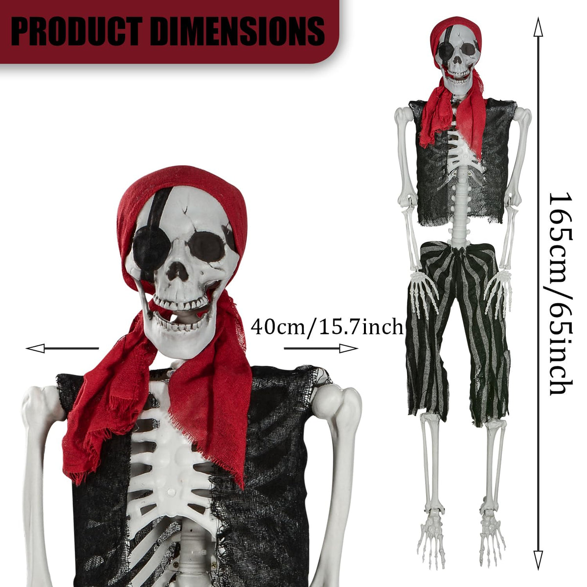 5.4ft Life Size Pirate Skeleton with Movable Joints S980801