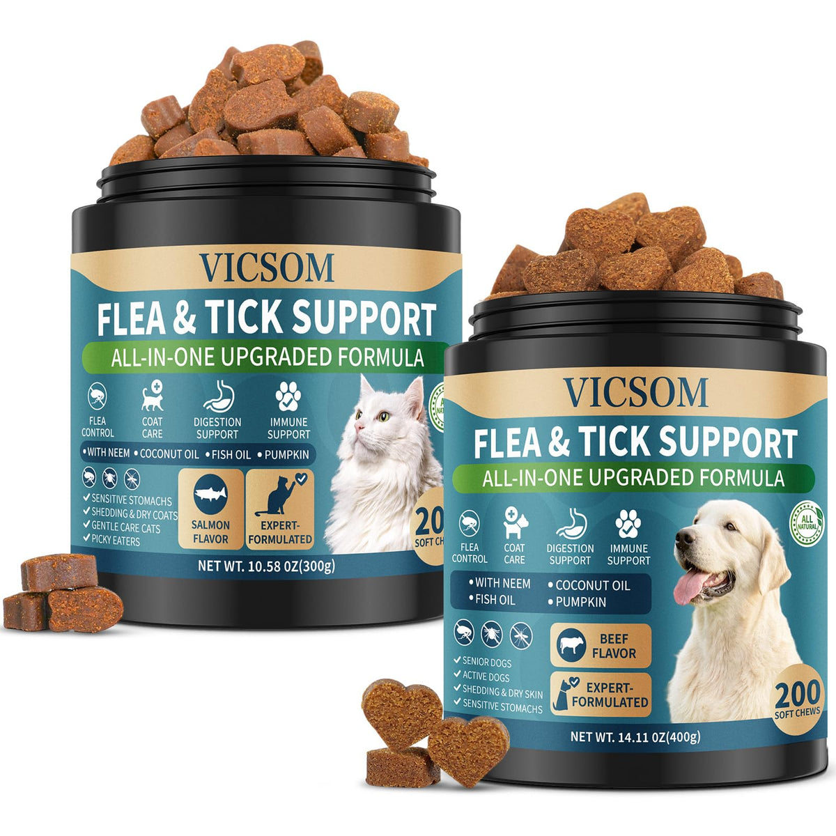 Chewable Flea and Tick Prevention for Dogs & Cats, 400 Treats H2588