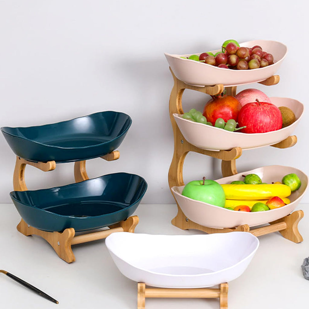 3-Tier Oval Fruit Basket with Bamboo Stand G427270