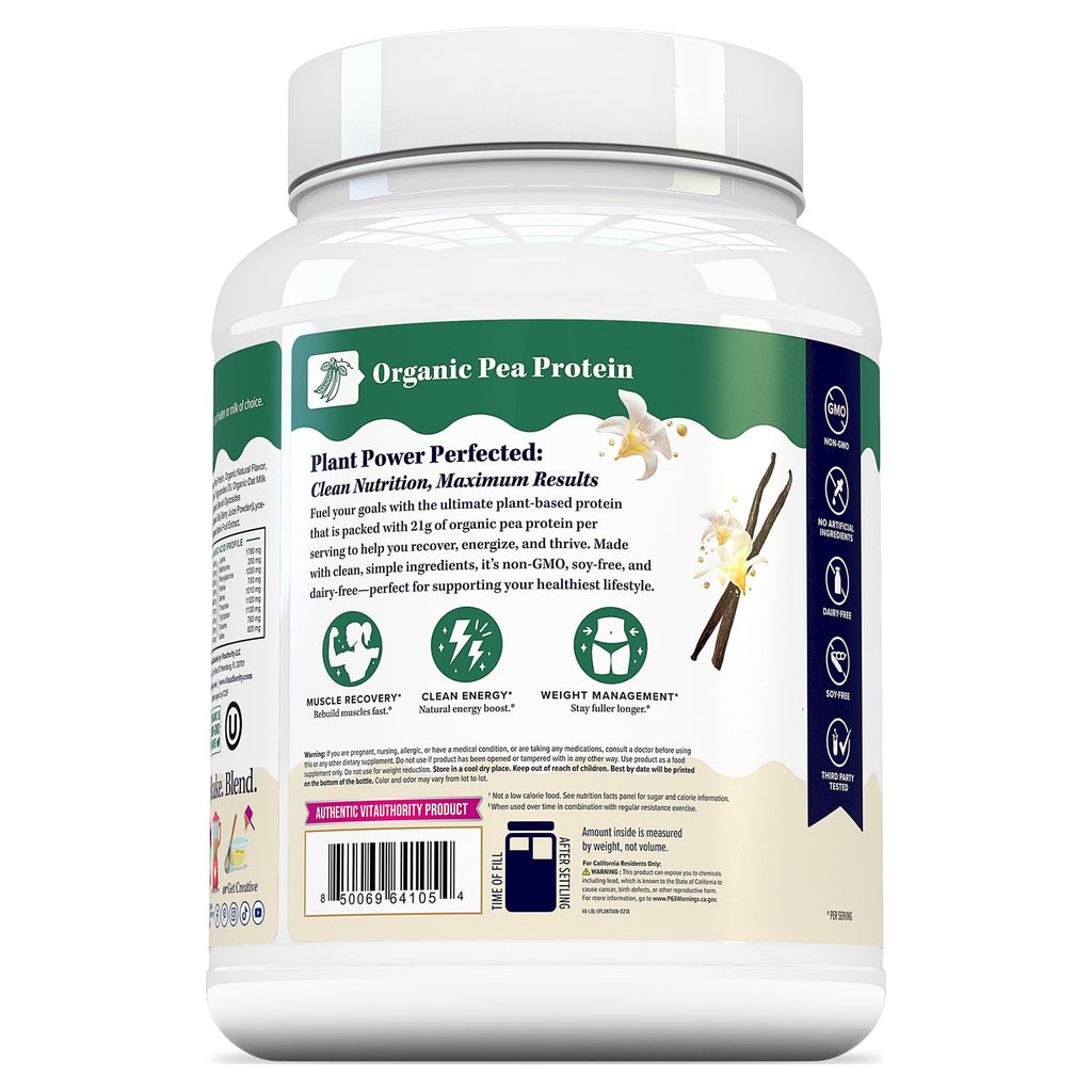 Plant Based Vegan Protein Powder with BCAAs & MCTs, Vanilla, 30 Servings O45474