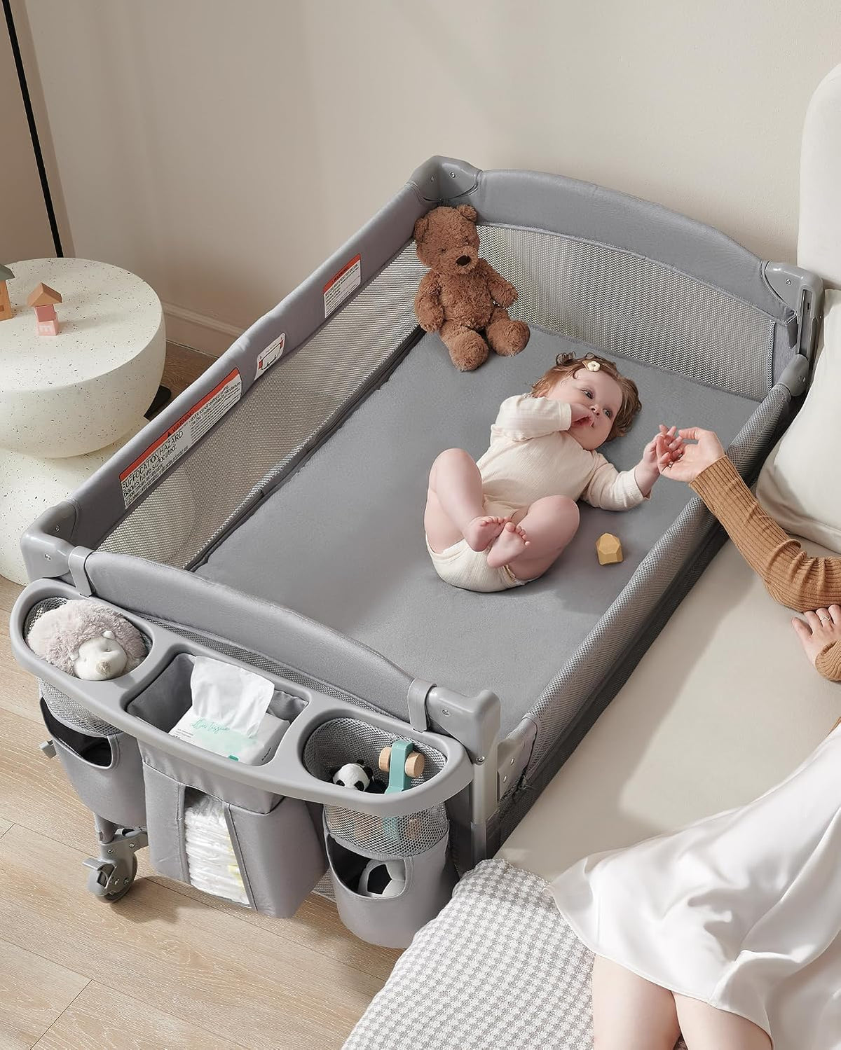 4-in-1 Baby Bassinet, Bedside Sleeper, Playard, Changing Table M7410