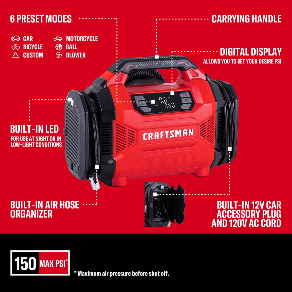 Dual Power Tire Inflator with Digital Gauge C654