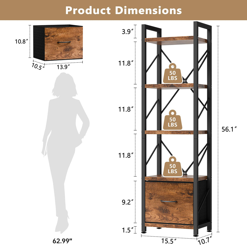 5 Tier Bookshelf with Drawer I5717