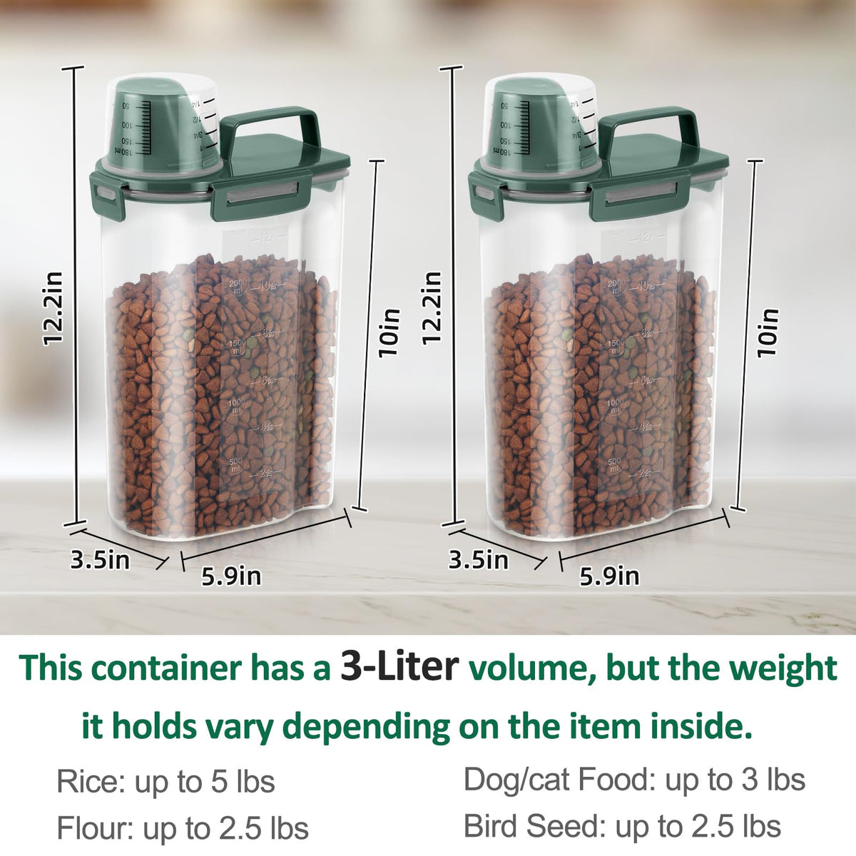 2 Pack 3 Lbs Pet Food Storage Containers F498