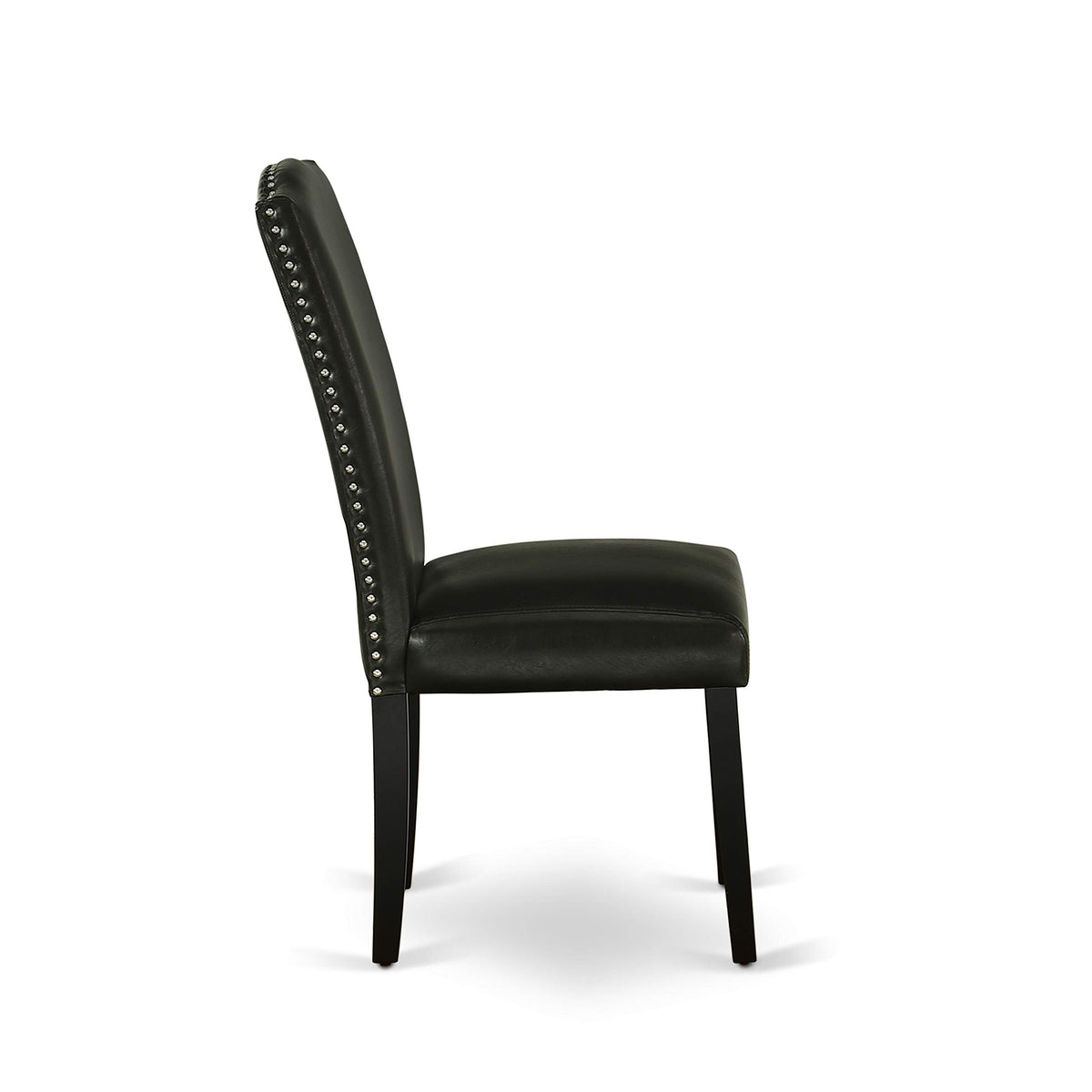 Black Faux Leather Padded Dining Chairs Set of 2 S20749
