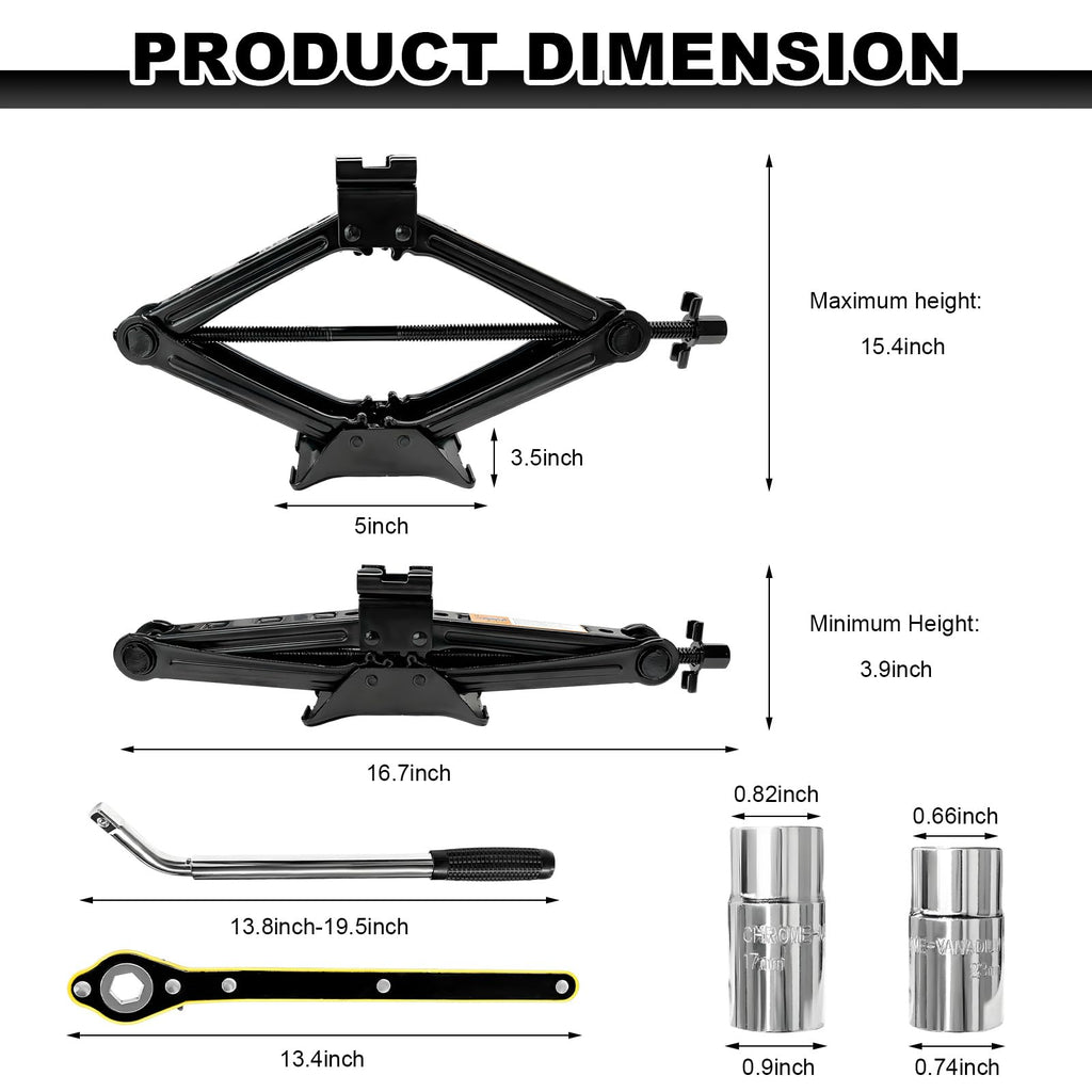 2 Ton Scissor Jack Kit with Lug Wrench U7647