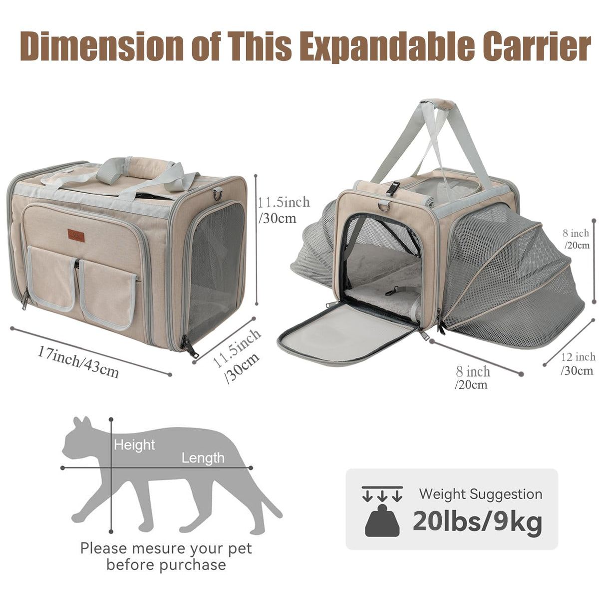 Expandable Airline Approved Cat Carrier Bag W323155