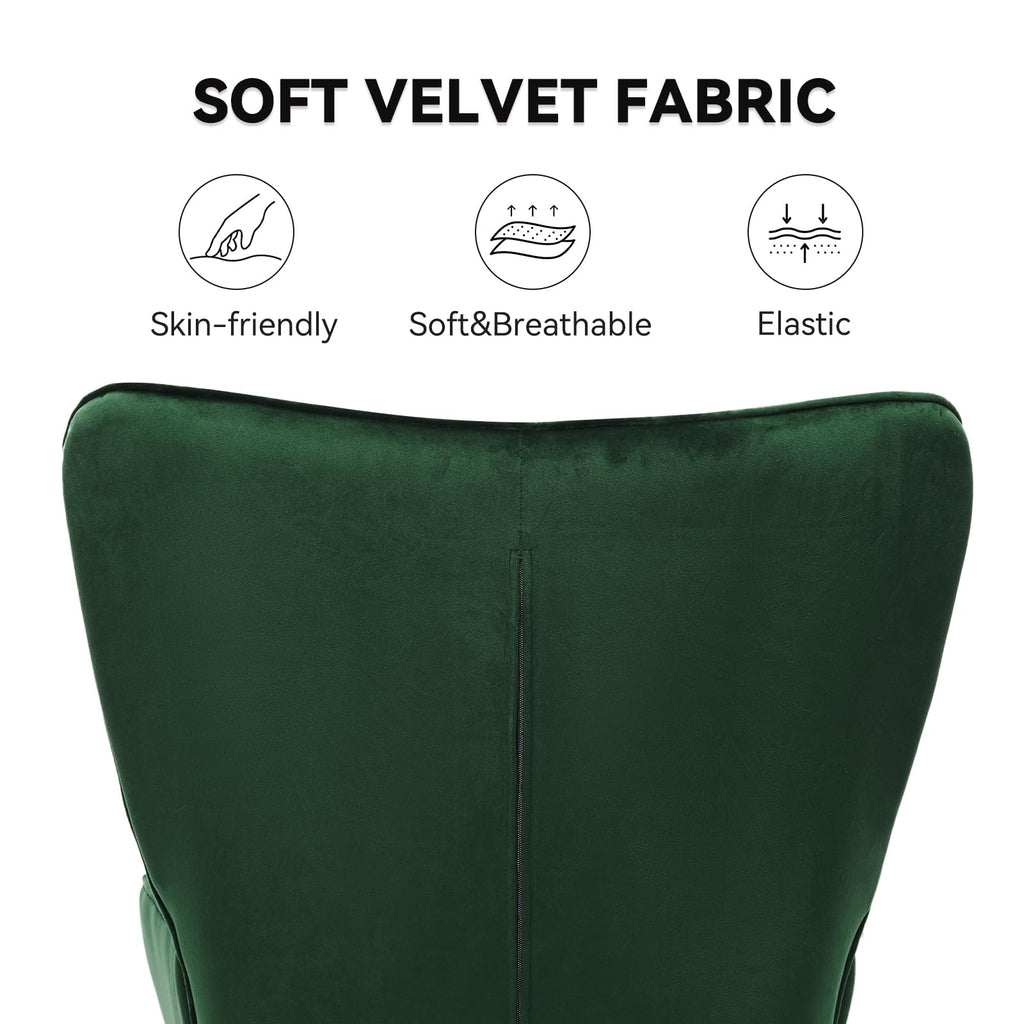 Velvet Upholstered Accent Chair Set of 2 with Metal Legs K8026