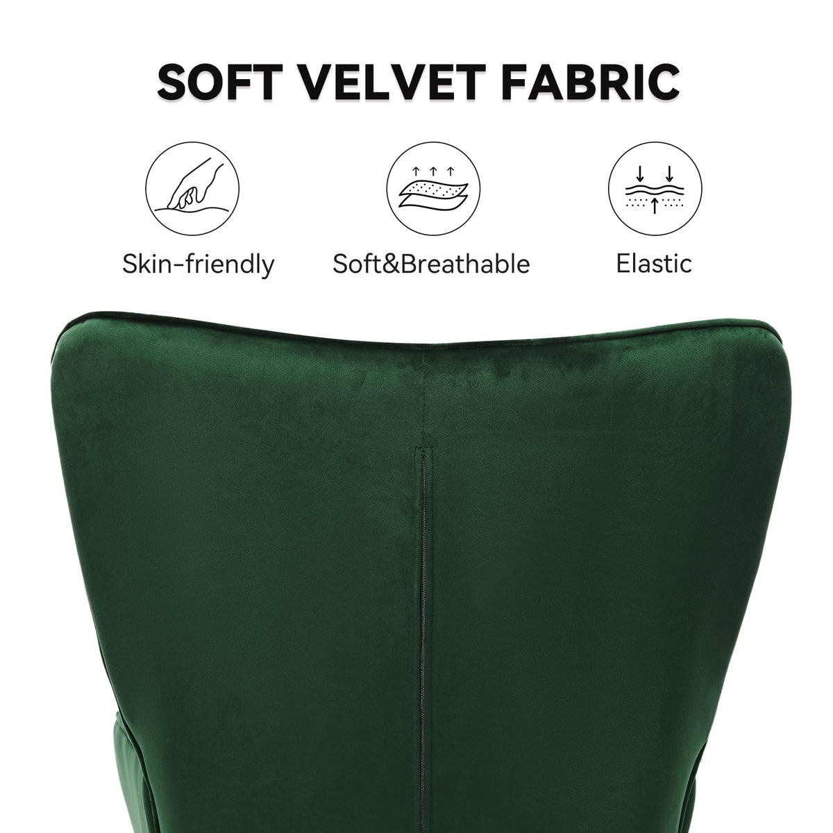 Velvet Upholstered Accent Chair Set of 2 with Metal Legs K8026