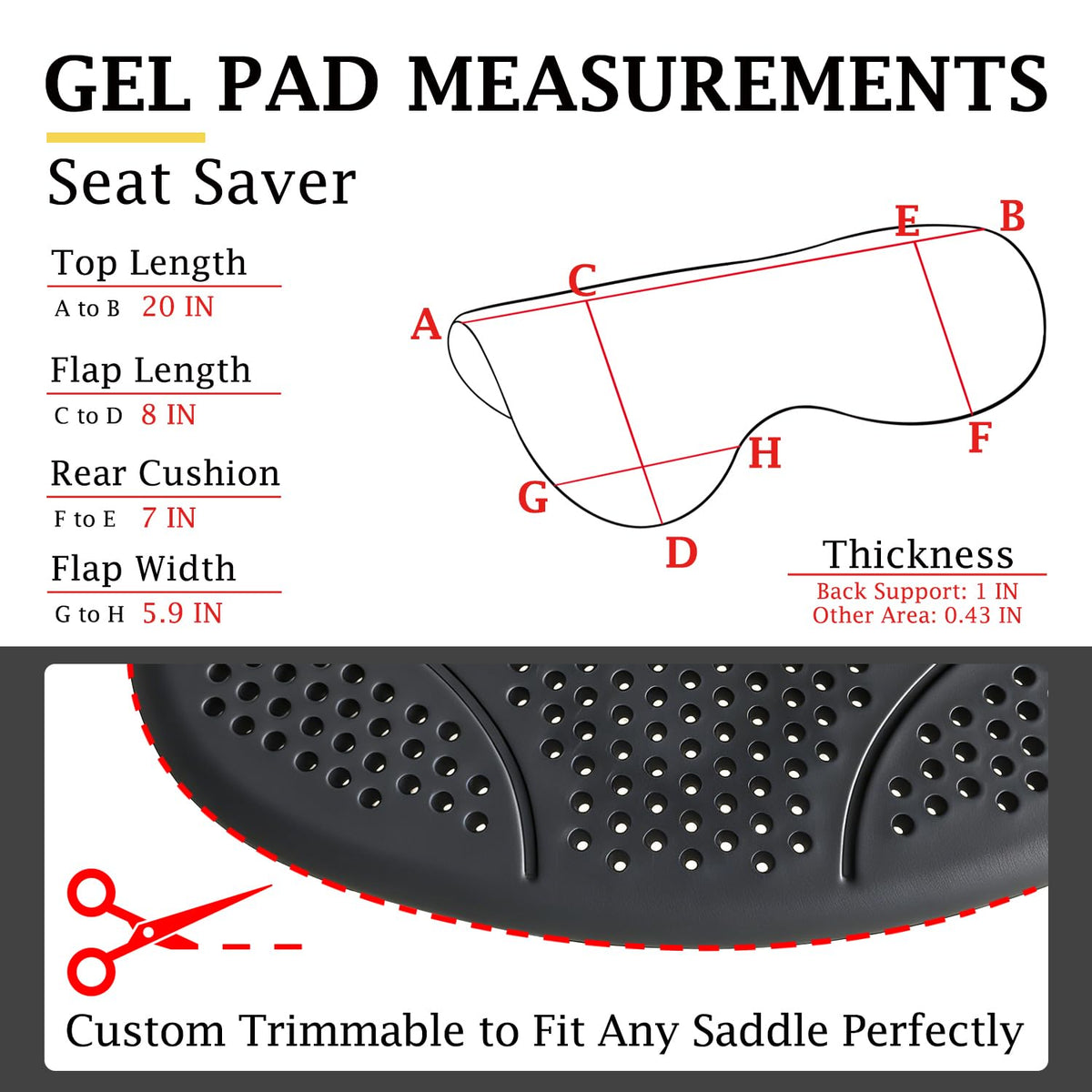 Silicone Gel Non Slip Shock Absorbing Horse Saddle Pad N8902