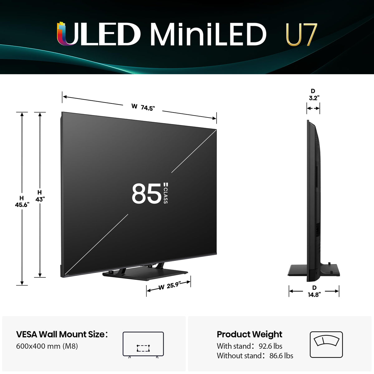 85" Mini-LED 4K UHD Smart TV K888431