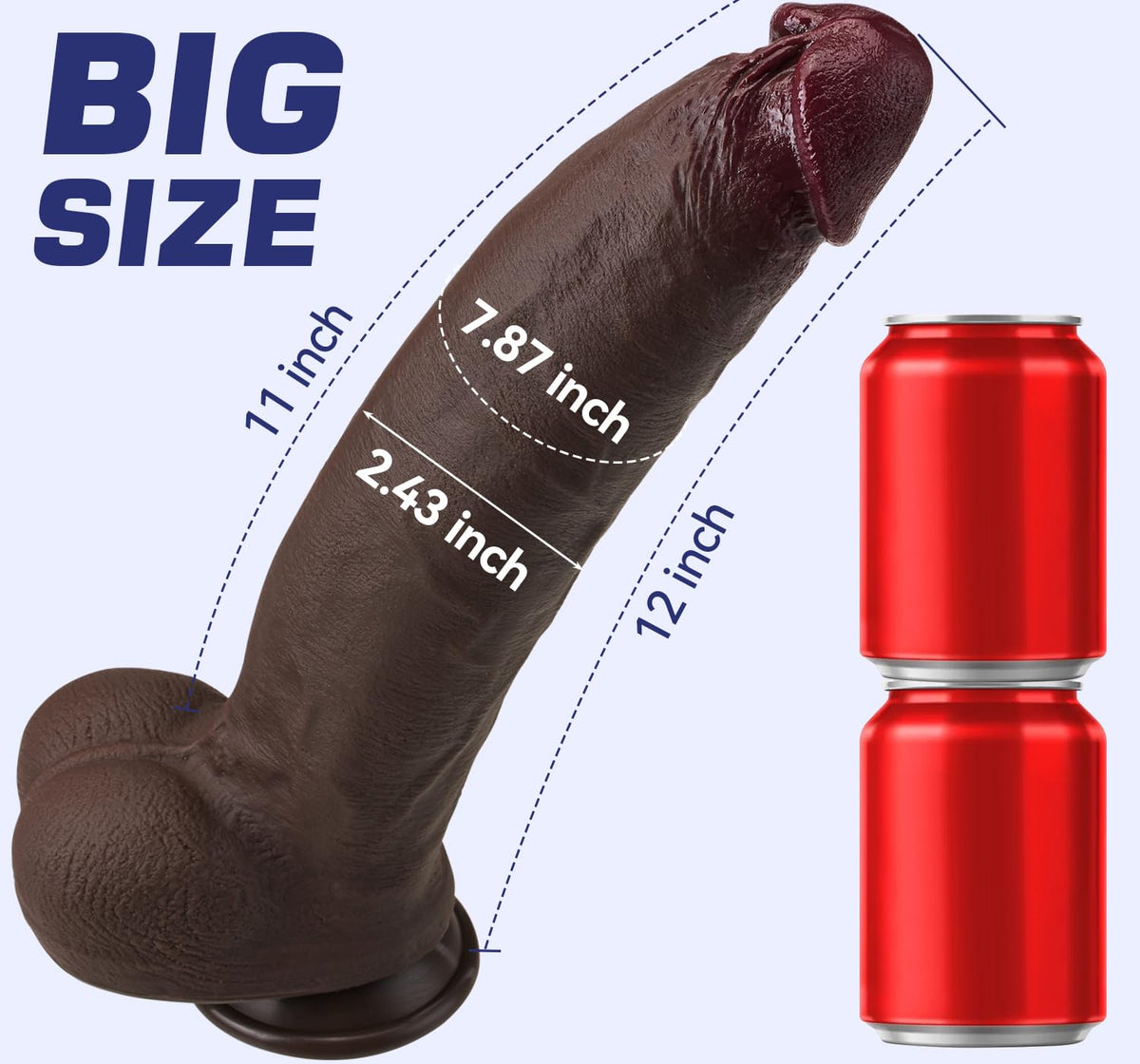 12 Inch Black Realistic Dildo with Suction Cup E3580