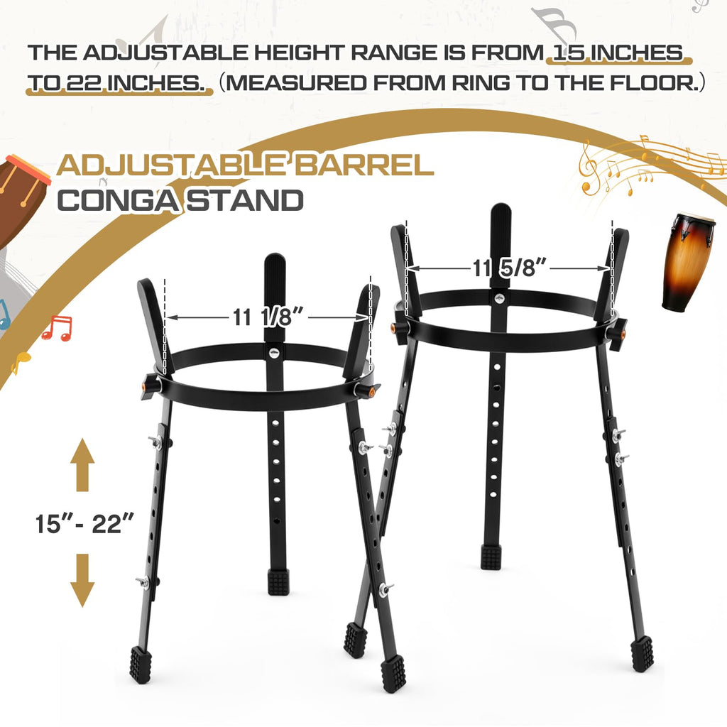 2 Pcs Black Adjustable Conga Drum Stand X945