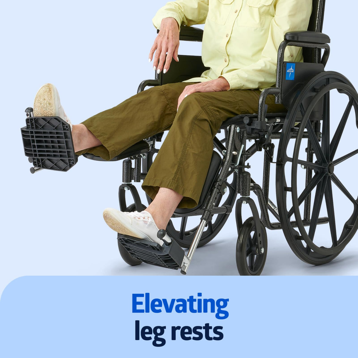 Lightweight Wheelchair with Swing-Back Desk-Length Arms and Elevating Leg Rests Q141