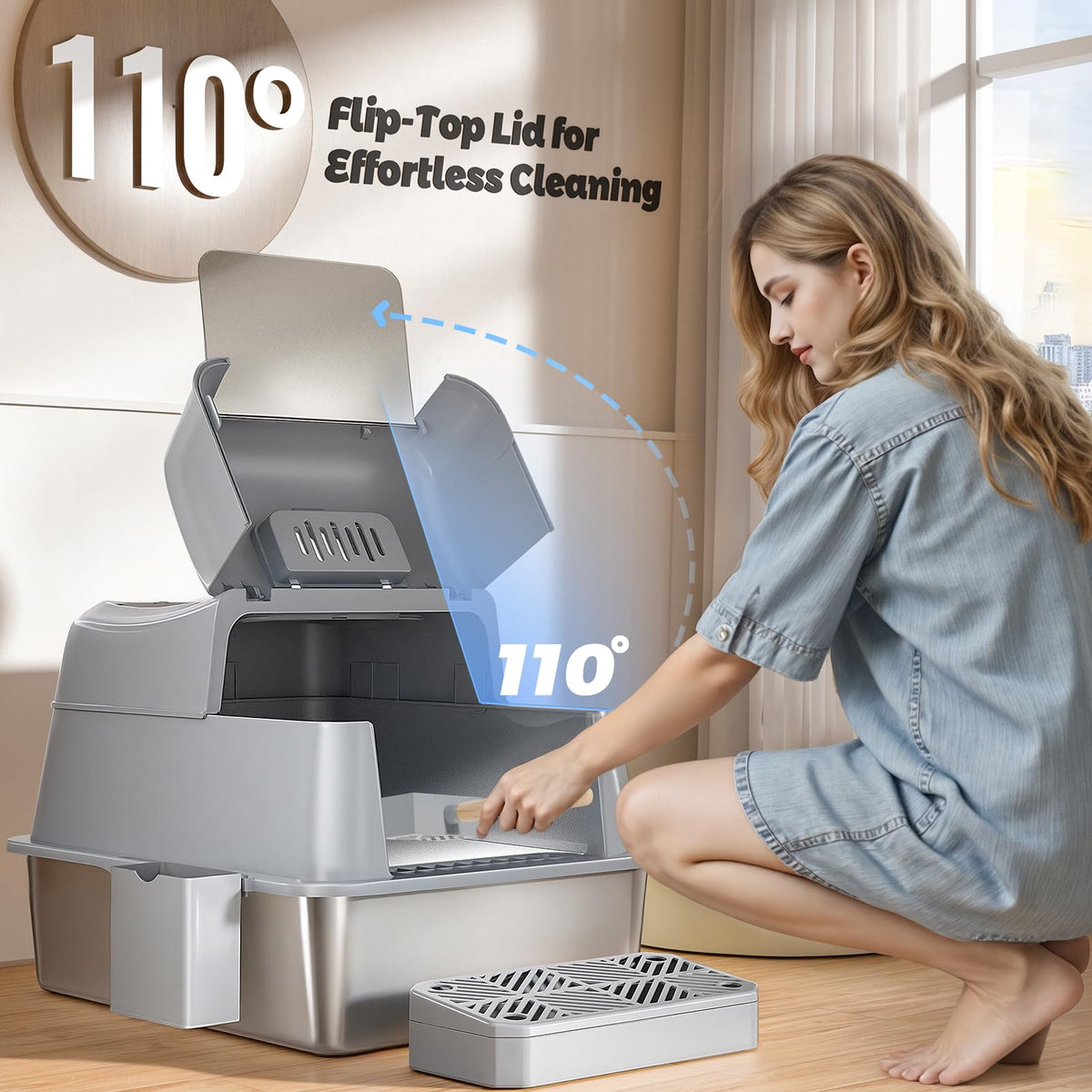 Stainless Steel Cat Litter Box F943