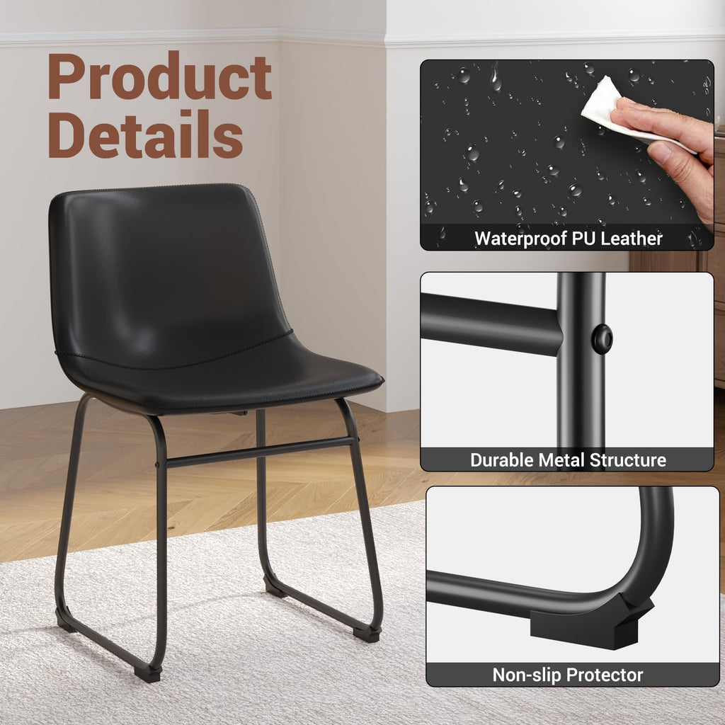 Black PU Leather Dining Chairs Set of 2 Y172860