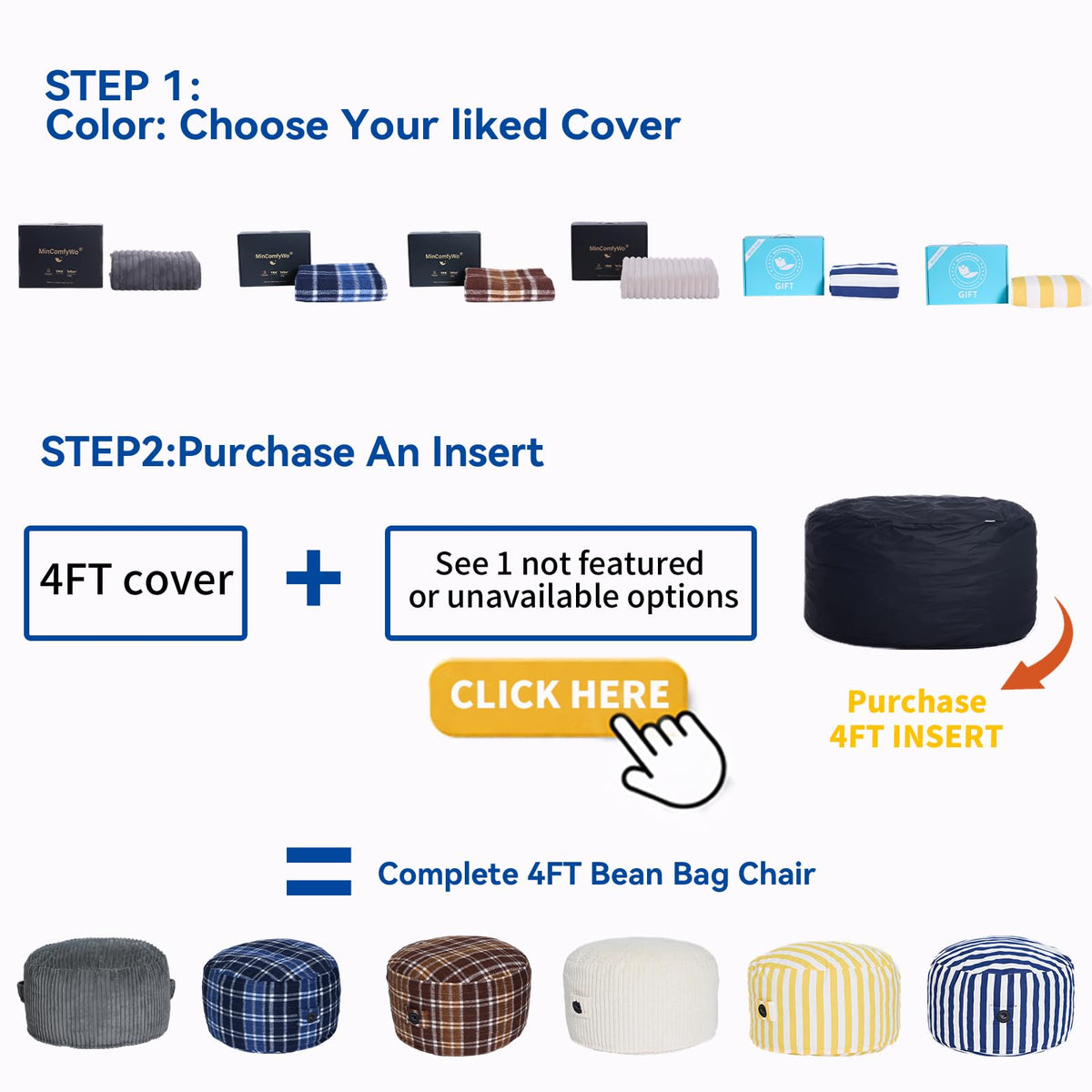 4FT Oversized Waterproof Memory Foam Bean Bag Chair Y753