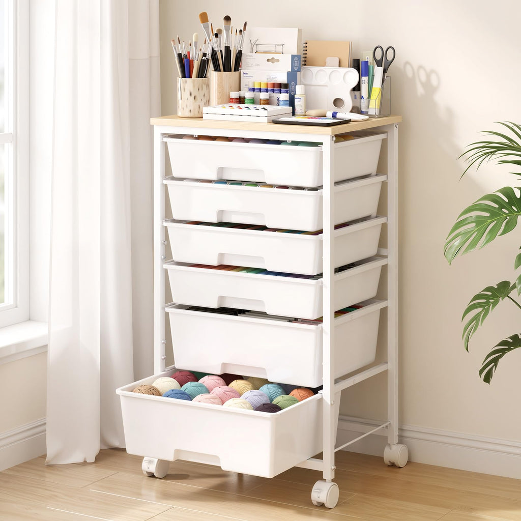 Rolling Storage Cart with 6 Drawers Y78516