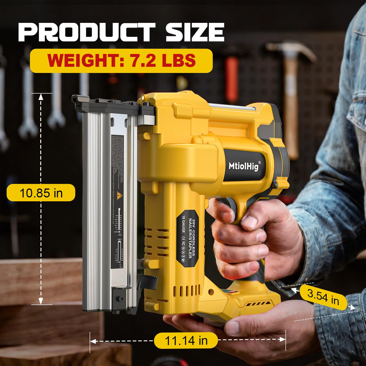Cordless 2" Brad Nailer, 18 Gauge 2-in-1 Nail Gun/Staple Gun L2696