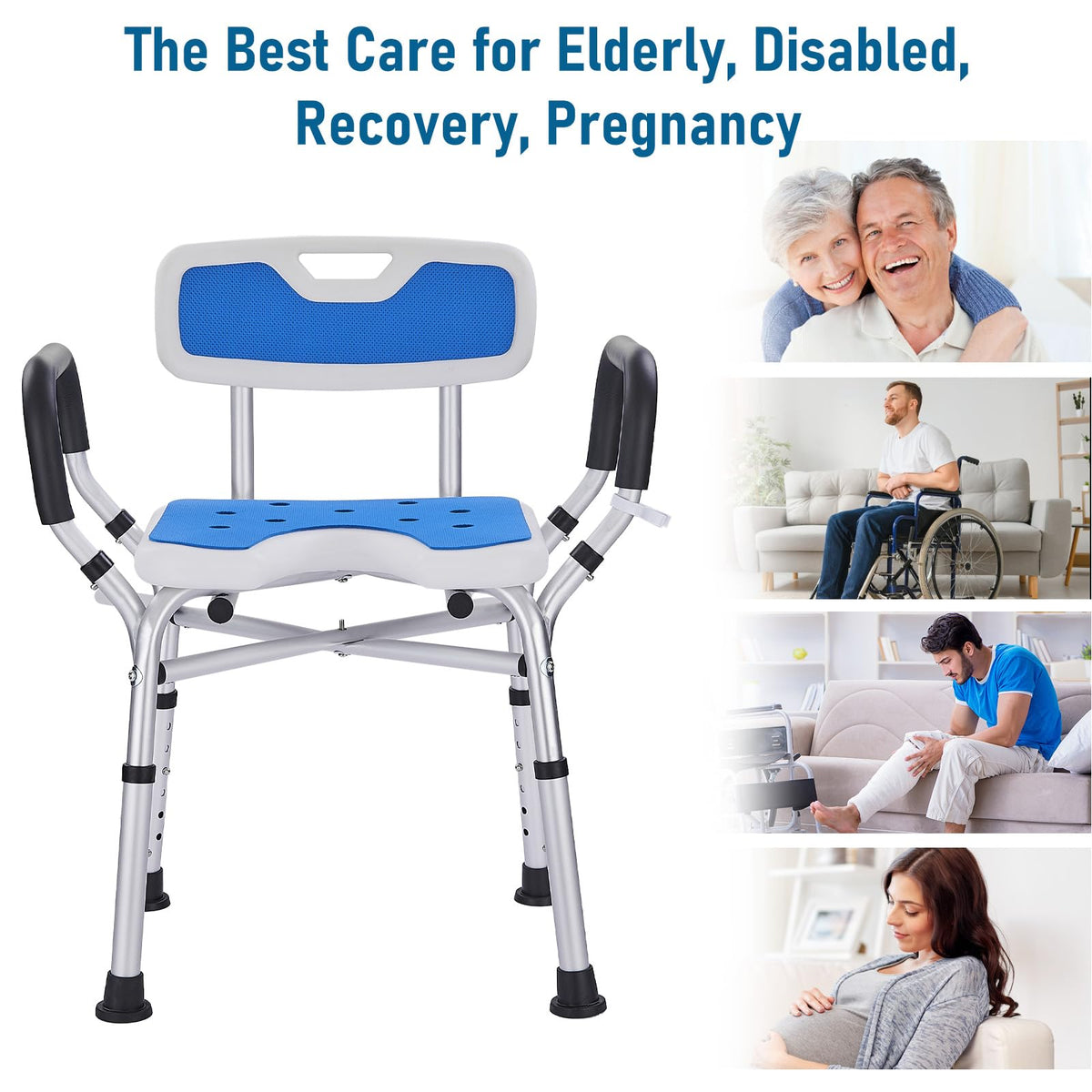 Shower Chair with Arms and Back, U-Shaped Seat X6111