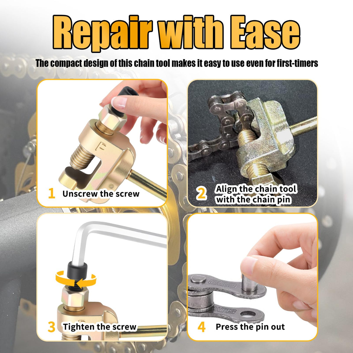 Heavy Duty Motorcycle Chain Breaker Tool Kit Y389