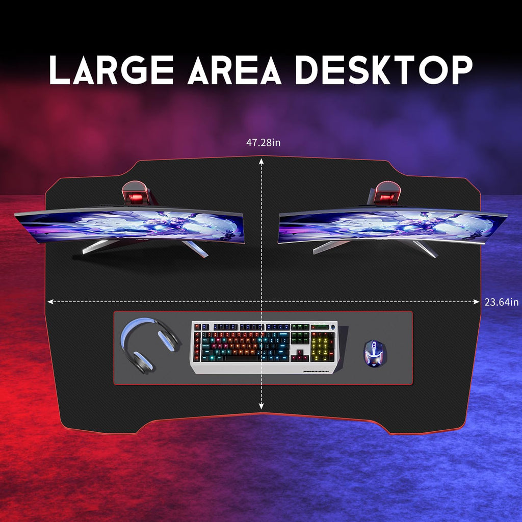 47 Inch Z Shaped Gaming Desk with Headphone Hook L335026