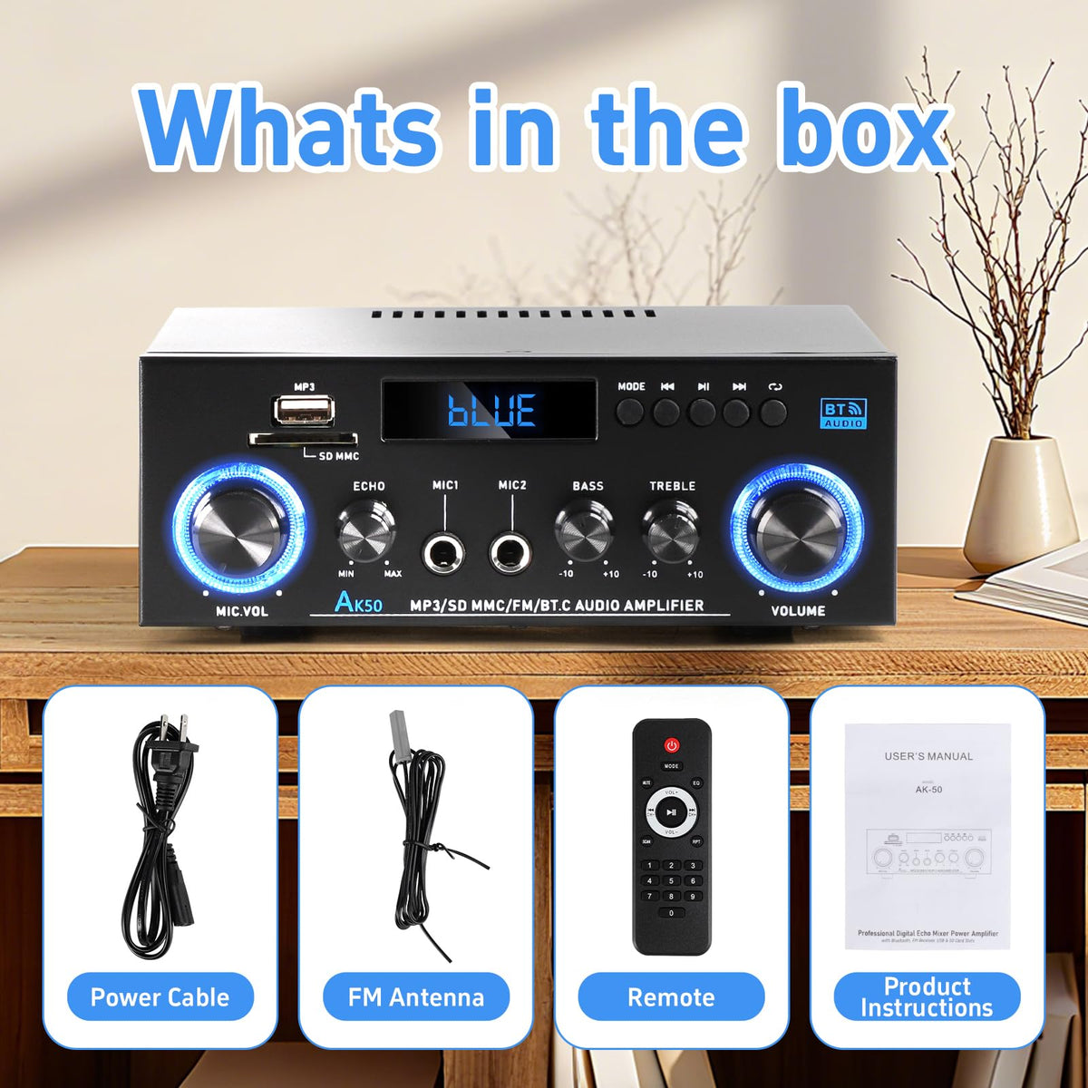 Bluetooth 5.0 2 Channel 400W Stereo Amplifier D57774