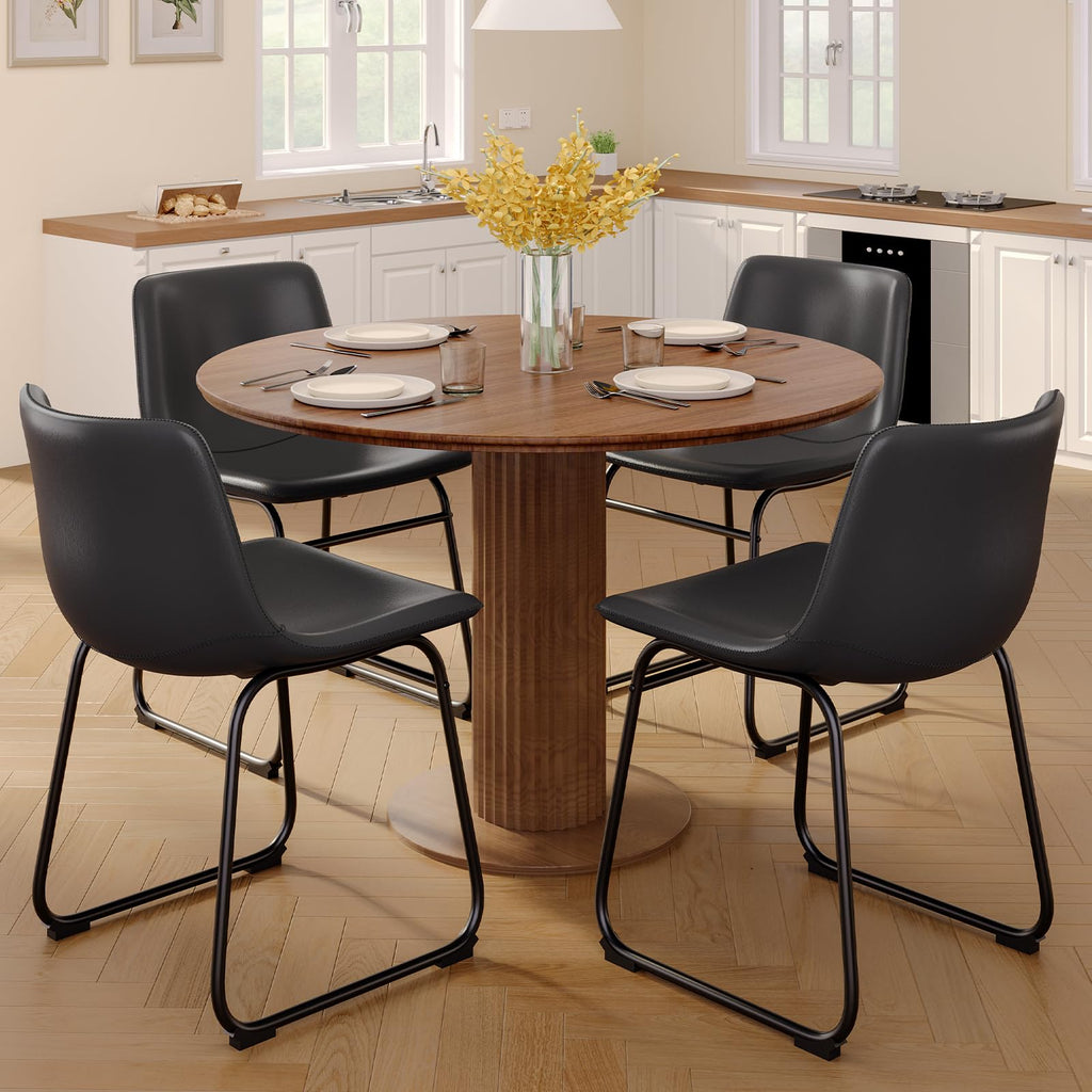 Black PU Leather Dining Chairs Set of 2 Y172860