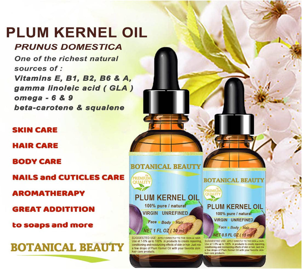 100% Pure Natural Virgin Unrefined Cold Pressed Plum Kernel Oil 1 oz O457