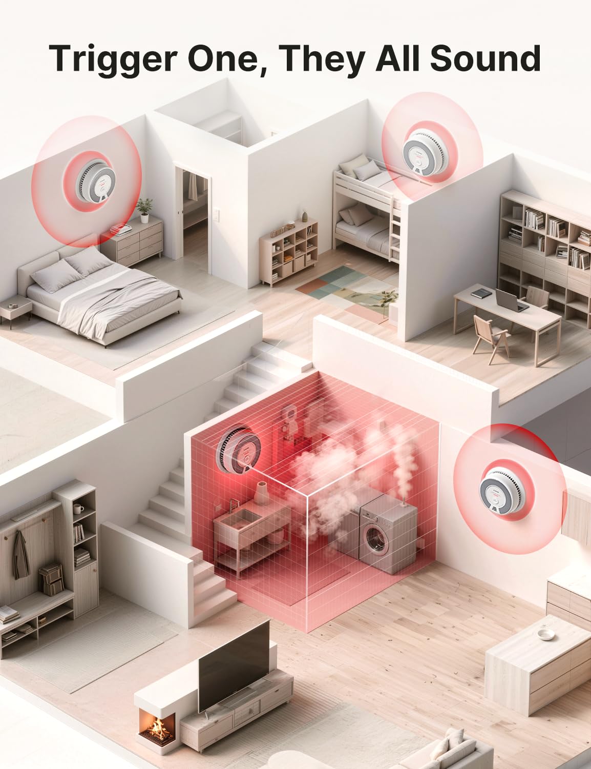Wireless Interconnected Smoke and Carbon Monoxide Alarm 1-Pack and 3-Pack D107