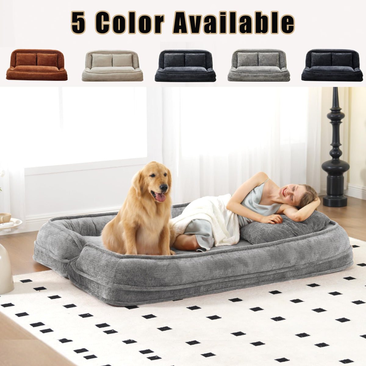Oversized Convertible Floor Sofa Bed with 3 Pillows P58190