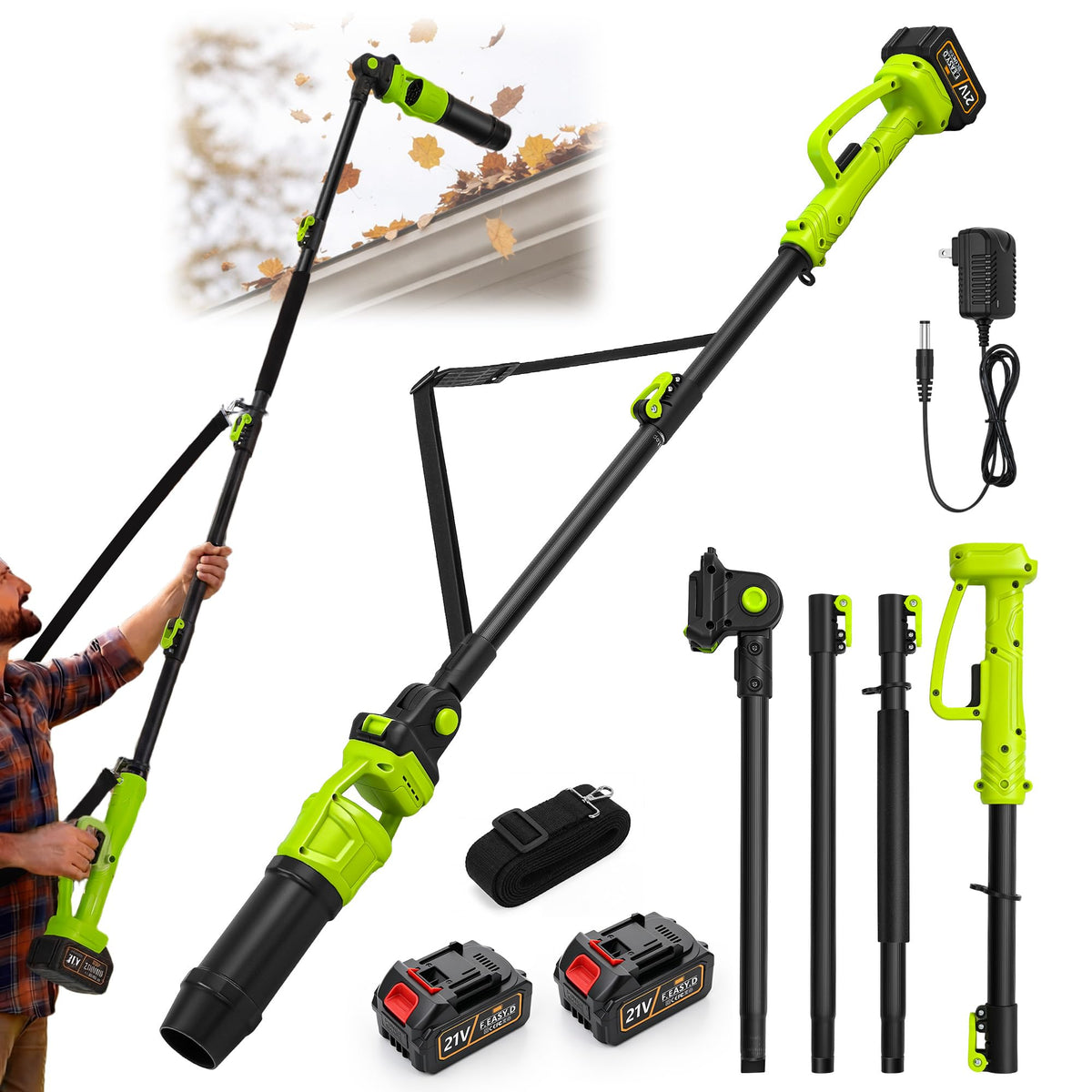 Cordless Leaf Blower with 2 Batteries 21V, 580CFM/180MPH P418284