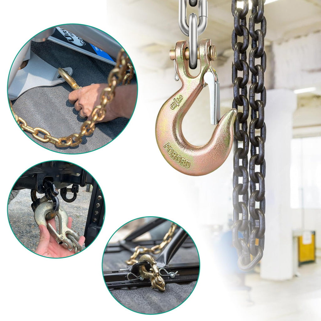 3/8" Clevis Slip Hooks with Safety Latch, 4PCS Heavy Duty C280