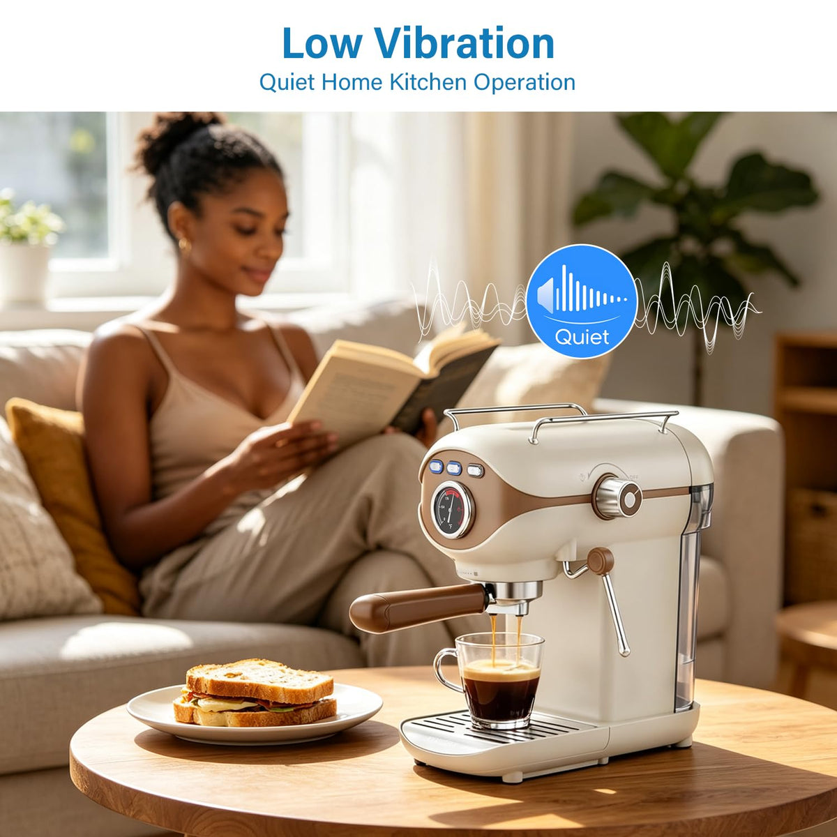 White Compact Espresso Machine with Milk Frother J625303