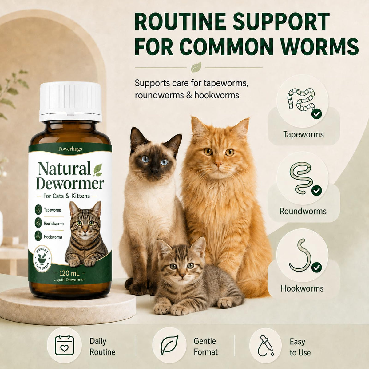 Broad Spectrum Cat Dewormer for Tapeworm, Roundworm & Hookworm C9208