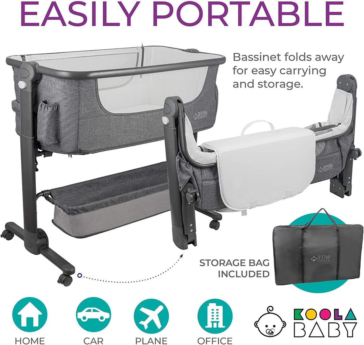 Baby Bassinet Bedside Sleeper Portable Crib with Storage Basket E157290