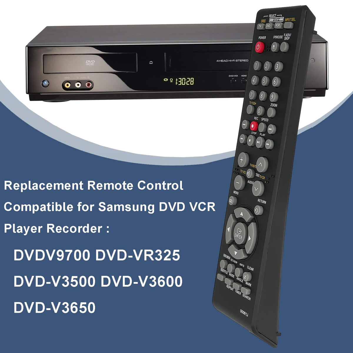 Replacement Remote Control for DVD VCR Combo Player Recorder G524701