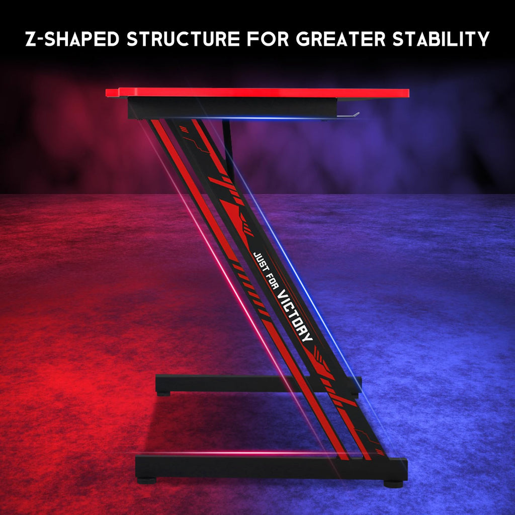 47 Inch Z Shaped Gaming Desk with Headphone Hook L335026